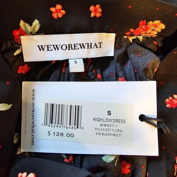 WeWoreWhat Women's High-Low Dress Polka Dot Floral- Black Multi, Size Small - Picture 15 of 15